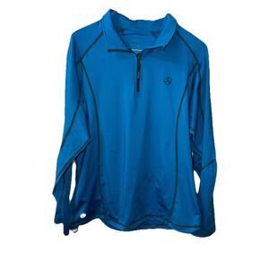 Mercedes Benz Womens Quarter Zip Pullover Blue Athletic Stretch Performance MBCA